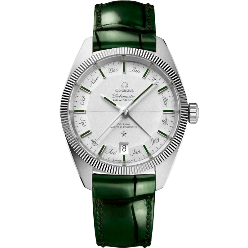41 mm, Platinum On Leather Strap