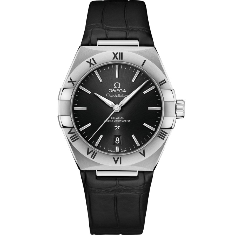 39 mm, Steel On Leather Strap