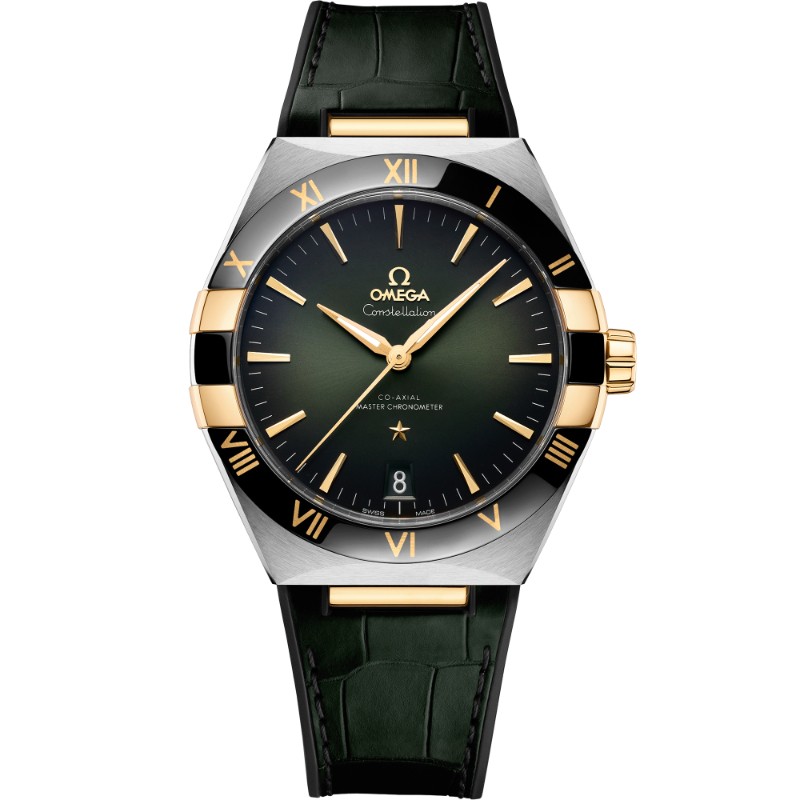 41 mm, Steel - Yellow Gold On Leather Strap