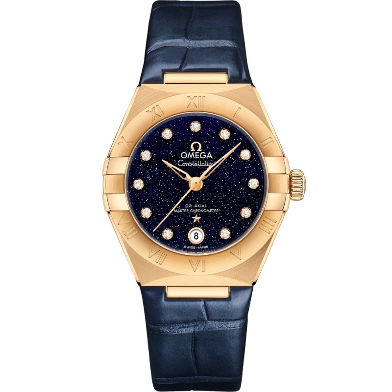 29 mm, Yellow Gold On Leather Strap