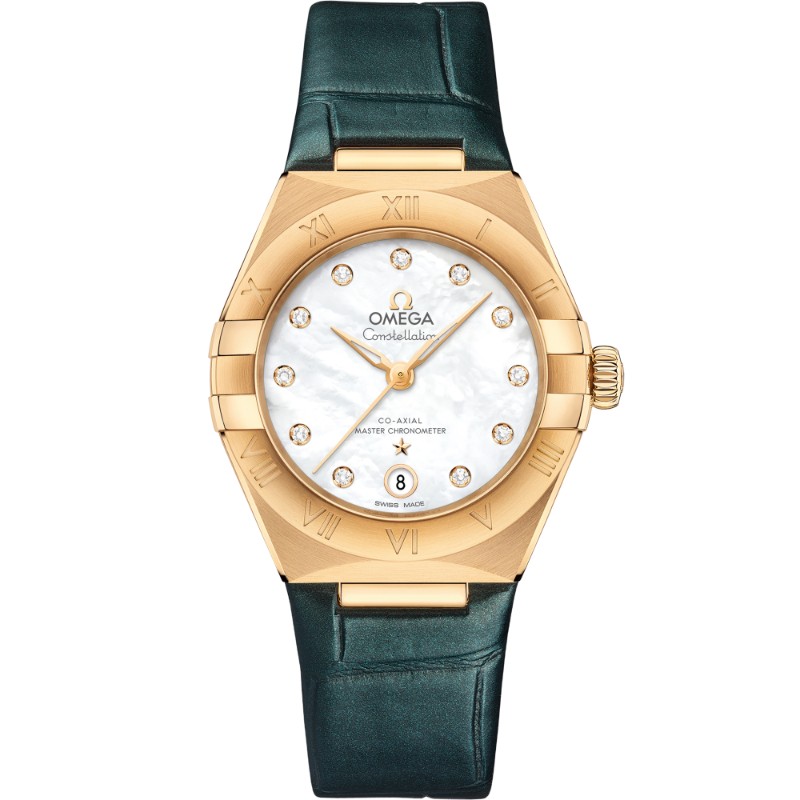 29 mm, Yellow Gold On Leather Strap