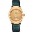 29 mm, Yellow Gold On Leather Strap