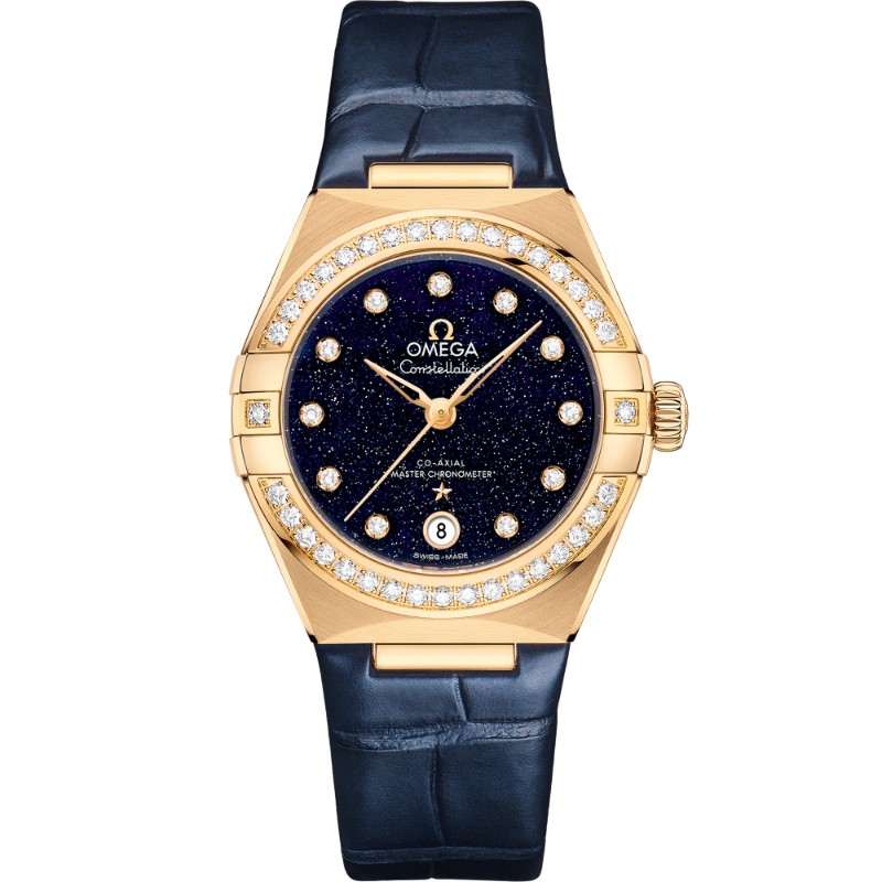 29 mm, Yellow Gold On Leather Strap