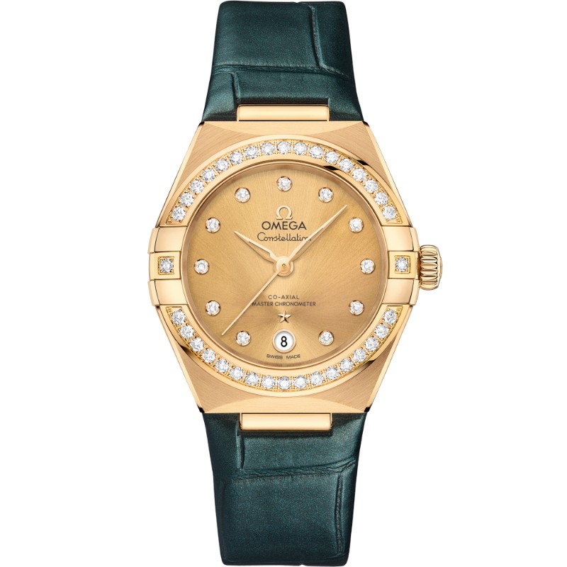 29 mm, Yellow Gold On Leather Strap