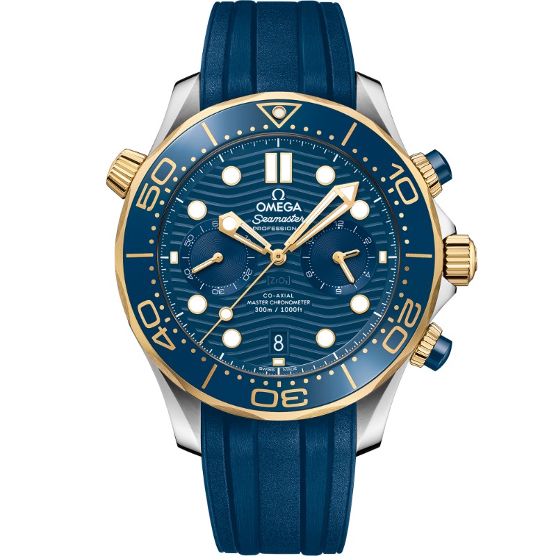 44 mm, Steel - Yellow Gold On Rubber Strap