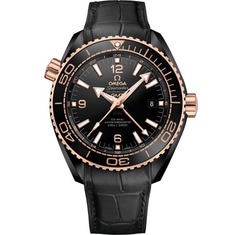 45.5 mm, Black Ceramic On Leather Strap With Rubber Lining