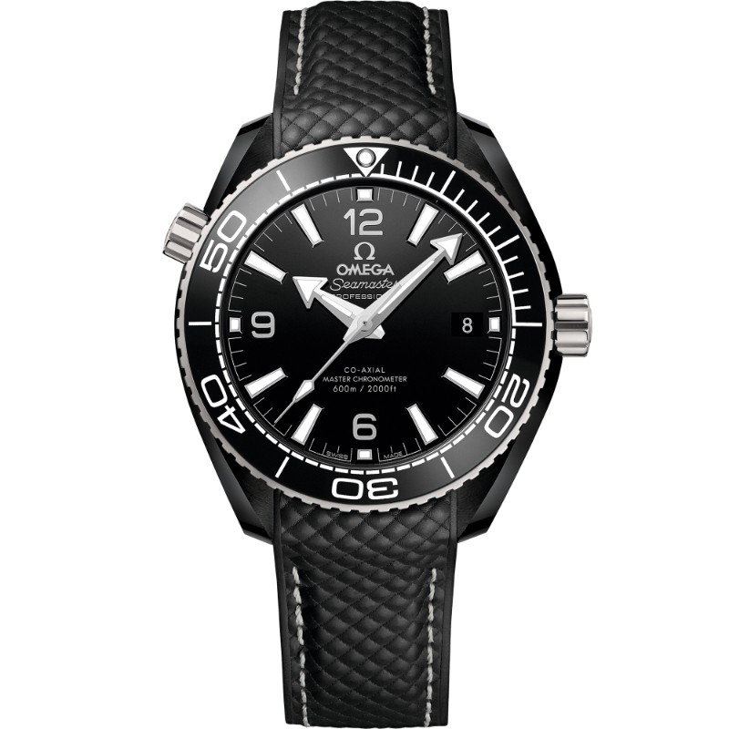 39.5 mm, Black Ceramic On Rubber Strap