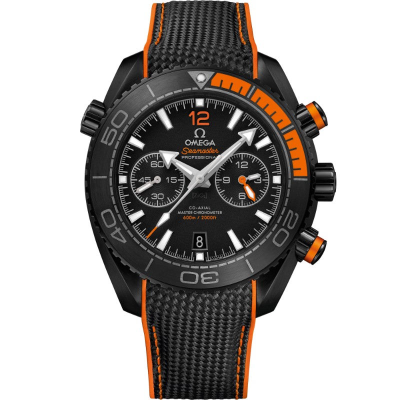 45.5 mm, Black Ceramic On Rubber Strap