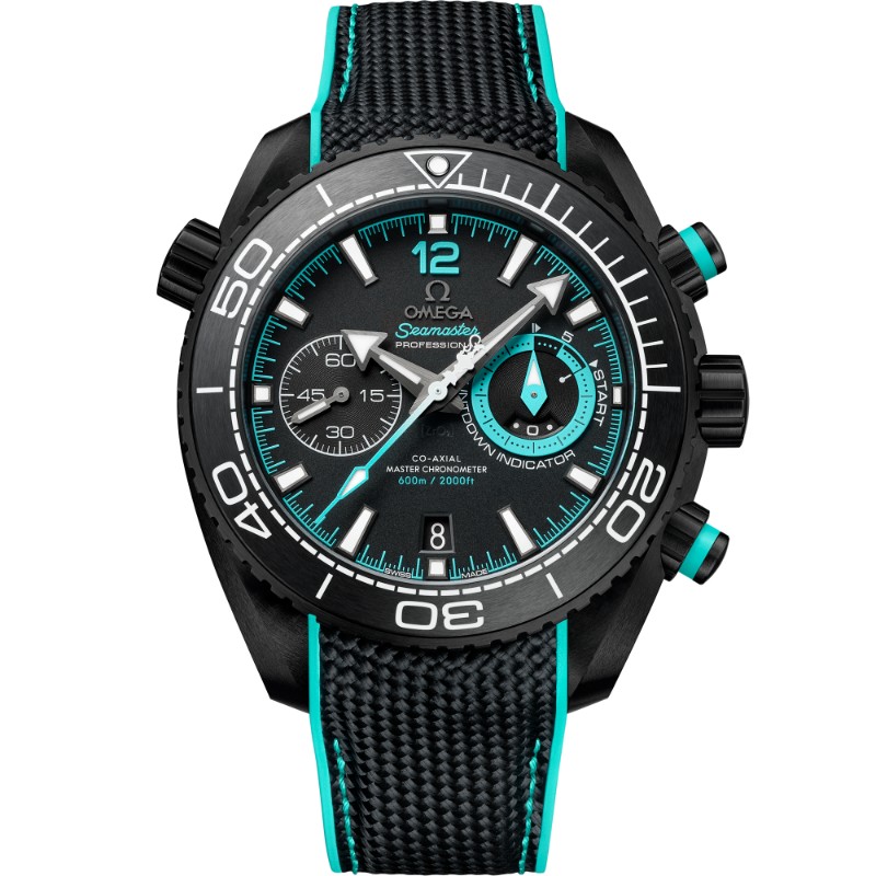 45.5 mm, Black Ceramic On Rubber Strap