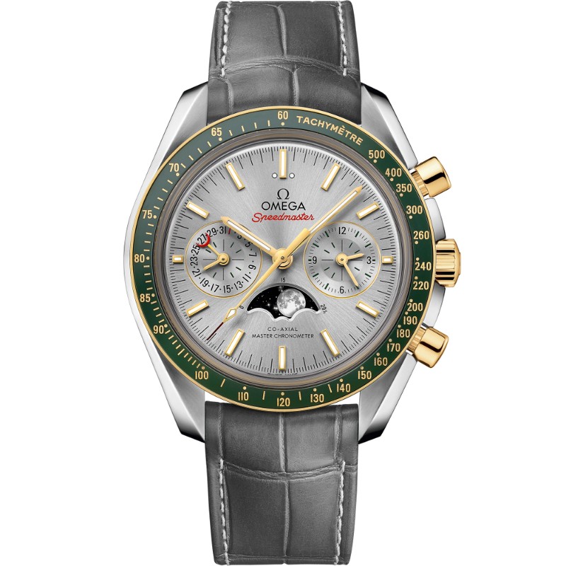 44.25 mm, Steel - Yellow Gold On Leather Strap