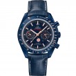 44.25 mm, Blue Ceramic On Leather Strap
