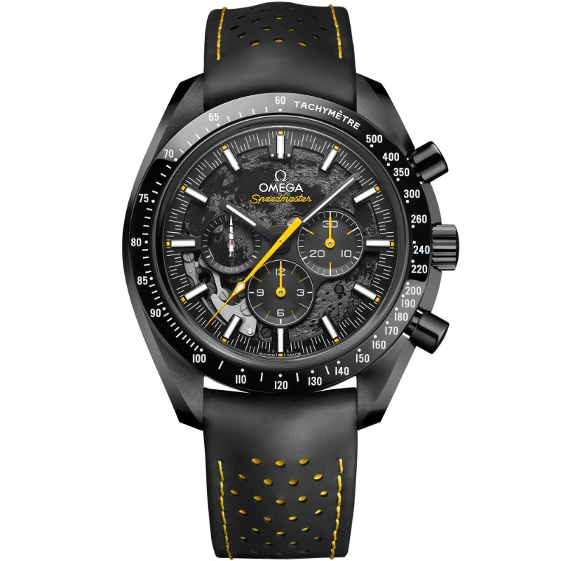 44.25 mm, Black Ceramic On Rubber Strap