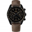 44.25 mm, Black Ceramic On Leather Strap