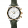 38 mm, Steel - Yellow Gold On Leather Strap