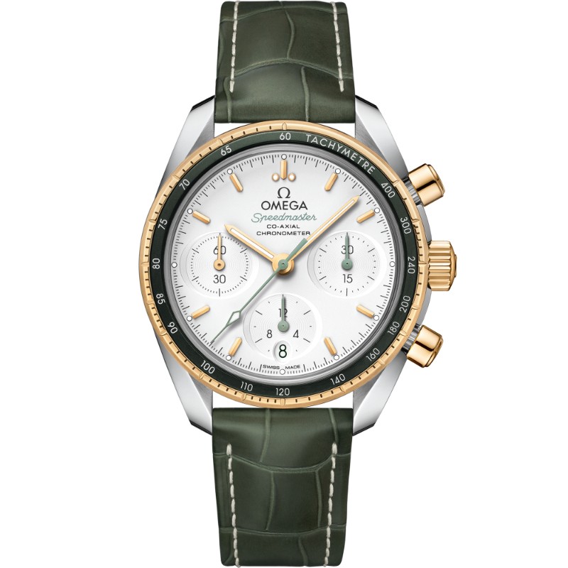 38 mm, Steel - Yellow Gold On Leather Strap