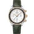 38 mm, Steel - Yellow Gold On Leather Strap