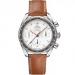 38 mm, Steel On Leather Strap