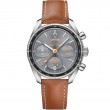 38 mm, Steel On Leather Strap