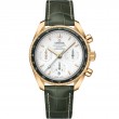 38 mm, Yellow Gold On Leather Strap