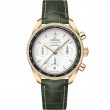 38 mm, Yellow Gold On Leather Strap