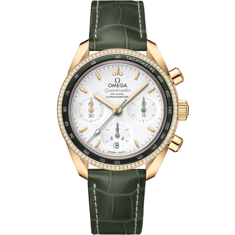 38 mm, Yellow Gold On Leather Strap