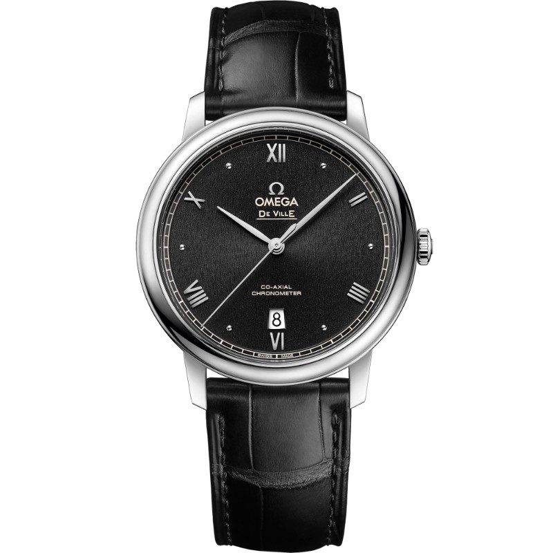 39.5 mm, Steel On Leather Strap