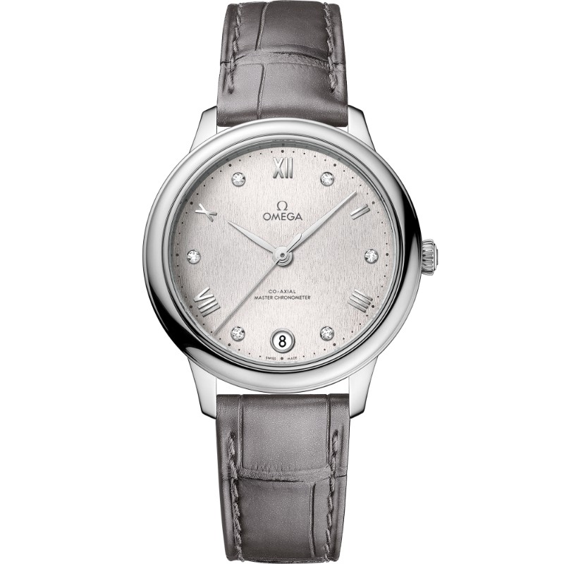 34 mm, Steel On Leather Strap