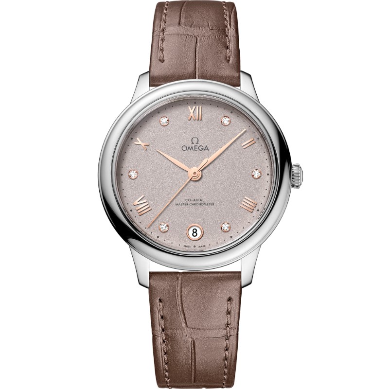 34 mm, Steel On Leather Strap