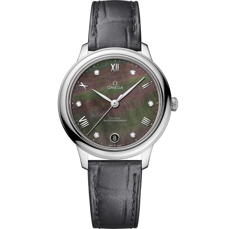 34 mm, Steel On Leather Strap