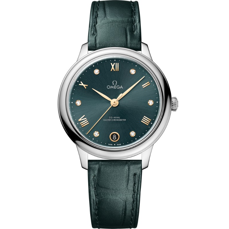 34 mm, Steel On Leather Strap