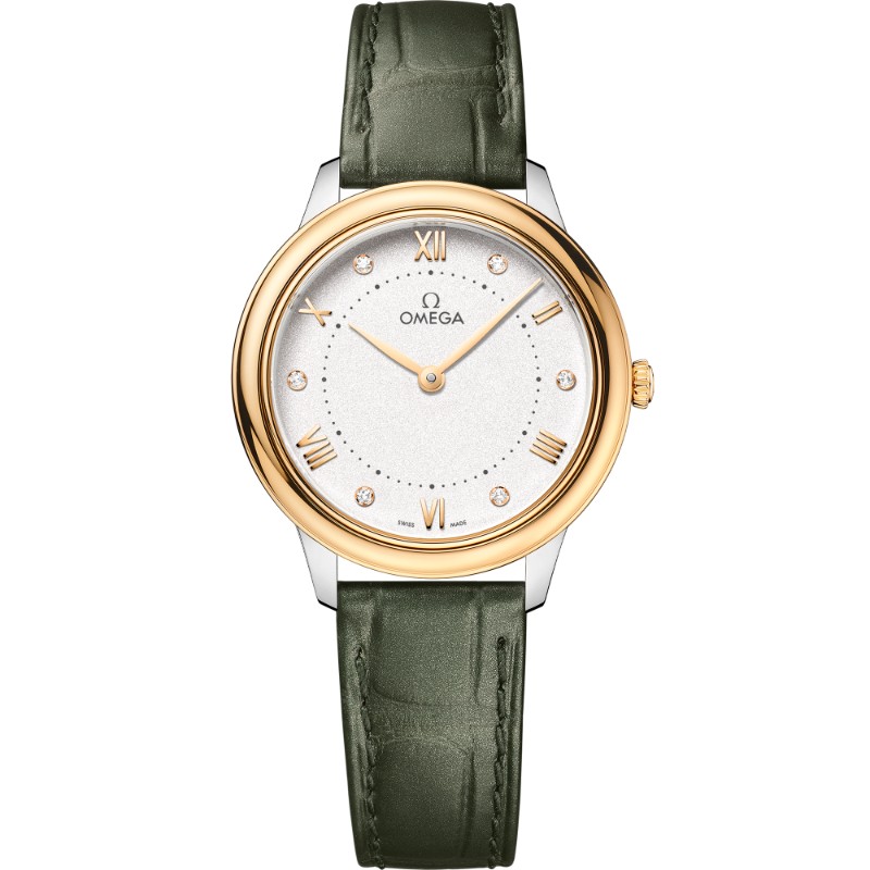 30 mm, Steel - Yellow Gold On Leather Strap