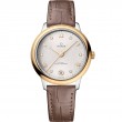 34 mm, Steel - Yellow Gold On Leather Strap