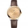 34 mm, Steel - Yellow Gold On Leather Strap