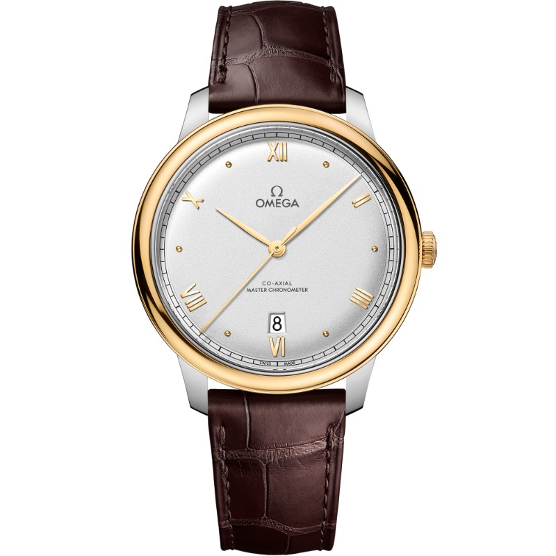 40 mm, Steel - Yellow Gold On Leather Strap