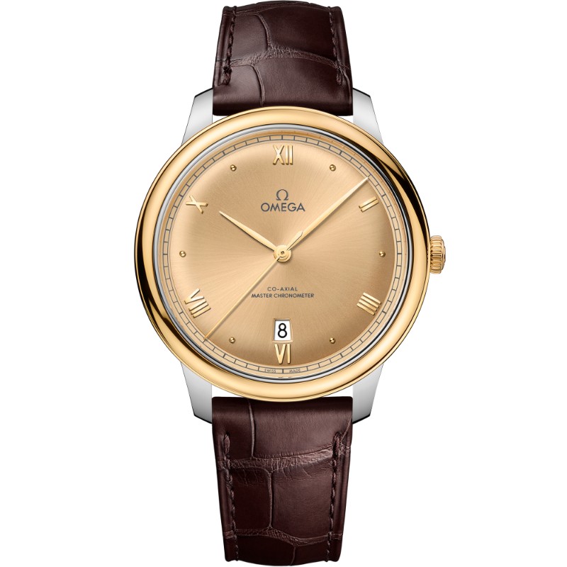 40 mm, Steel - Yellow Gold On Leather Strap