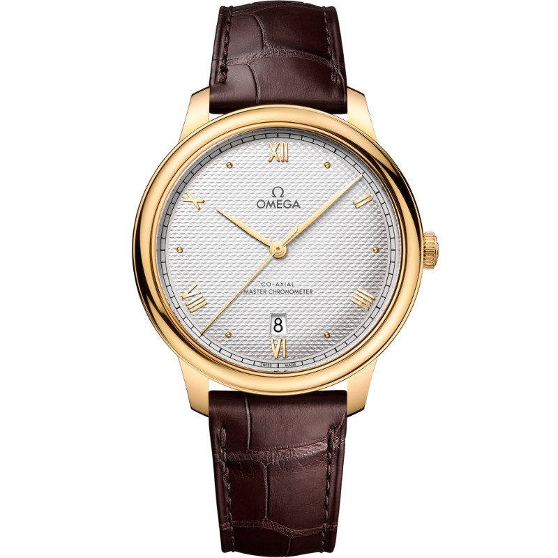 40 mm, Yellow Gold On Leather Strap