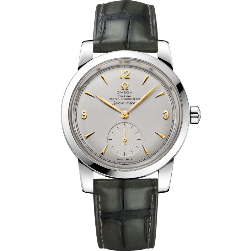 38 mm, Platinum On Leather Strap