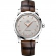 38 mm, Platinum On Leather Strap
