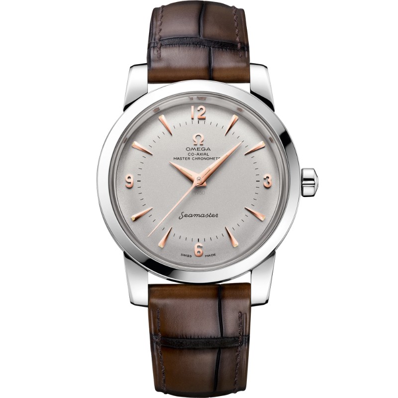 38 mm, Platinum On Leather Strap