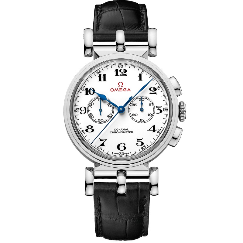 38 mm, White Gold On Leather Strap
