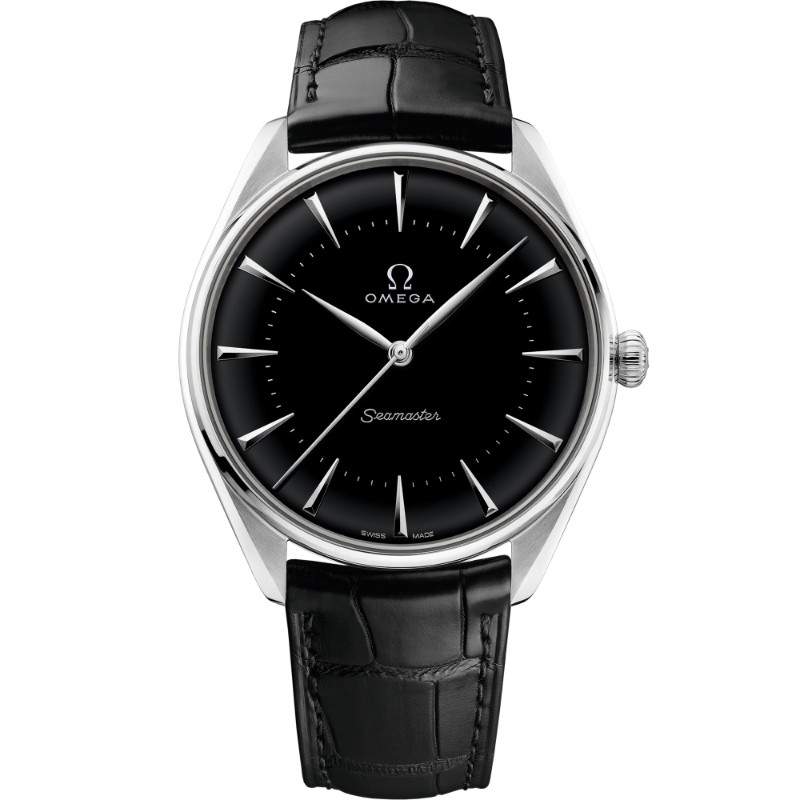 39.5 mm, Platinum On Leather Strap