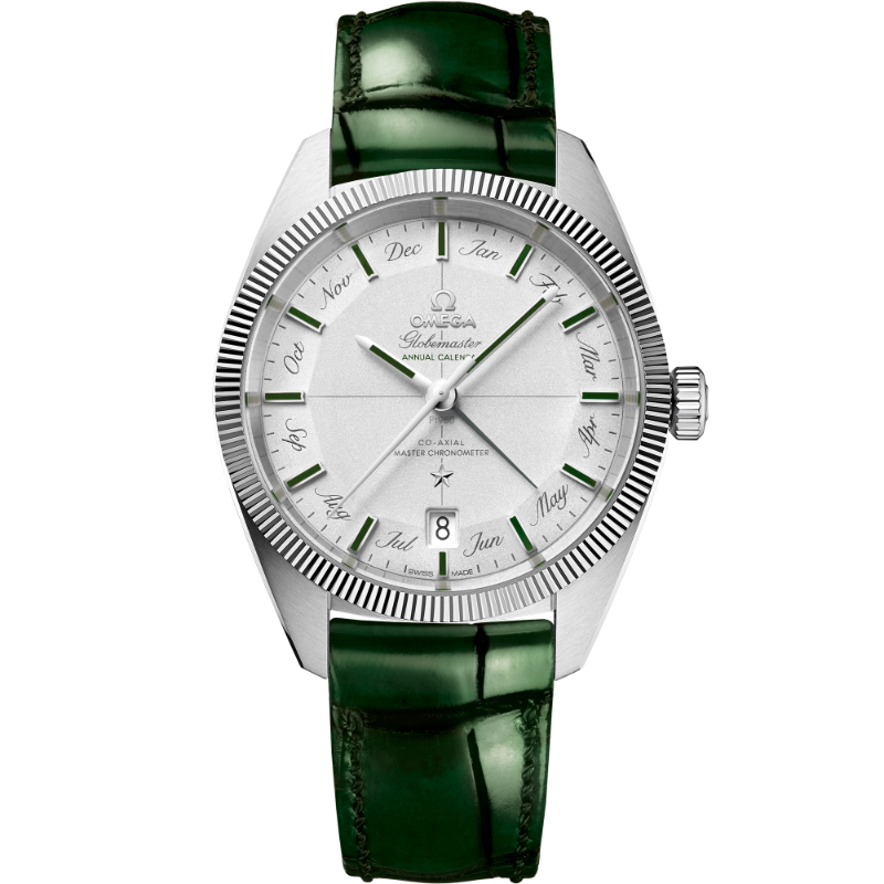 41 mm, Platinum On Leather Strap