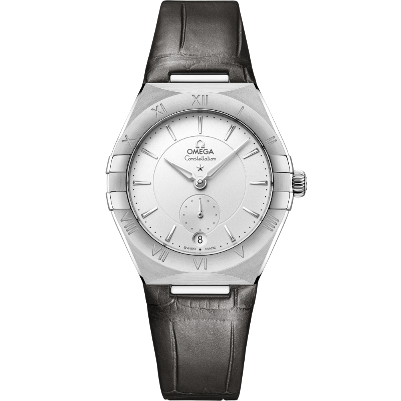 34 mm, Steel On Leather Strap