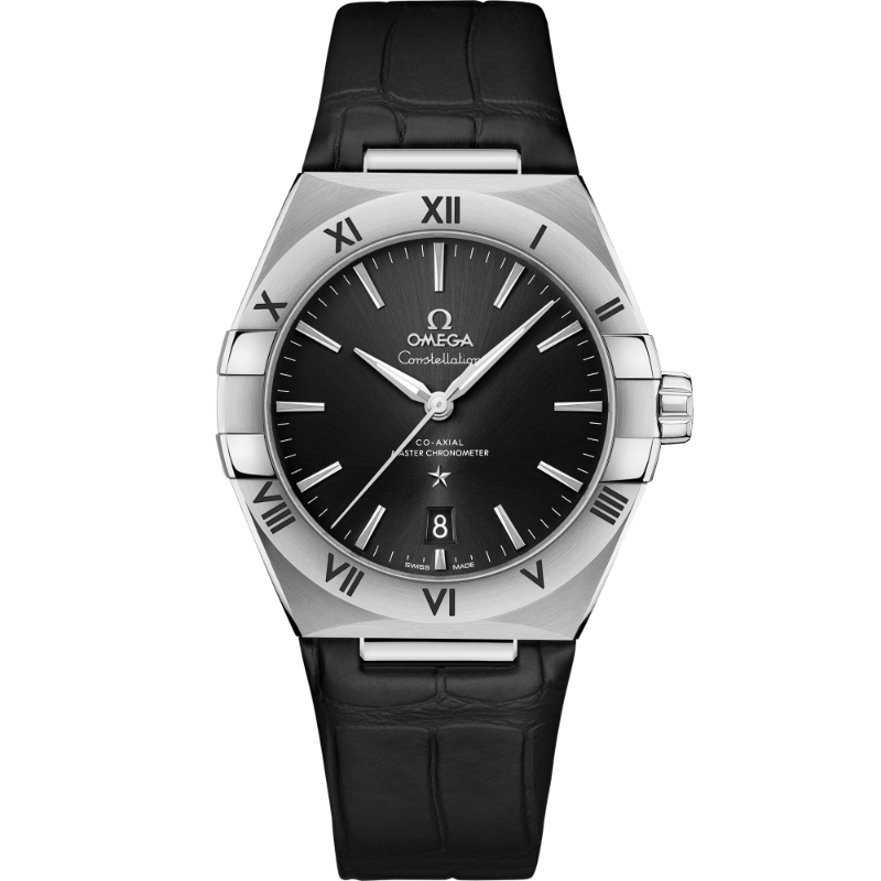 39 mm, Steel On Leather Strap