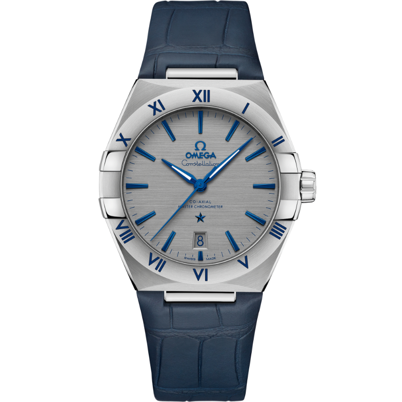 39 mm, Steel On Leather Strap