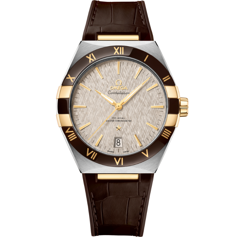 41 mm, Steel - Yellow Gold On Leather Strap