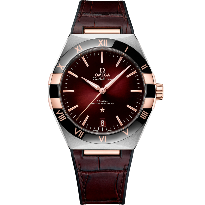 41 mm, Steel - Sedna&trade; Gold On Leather Strap