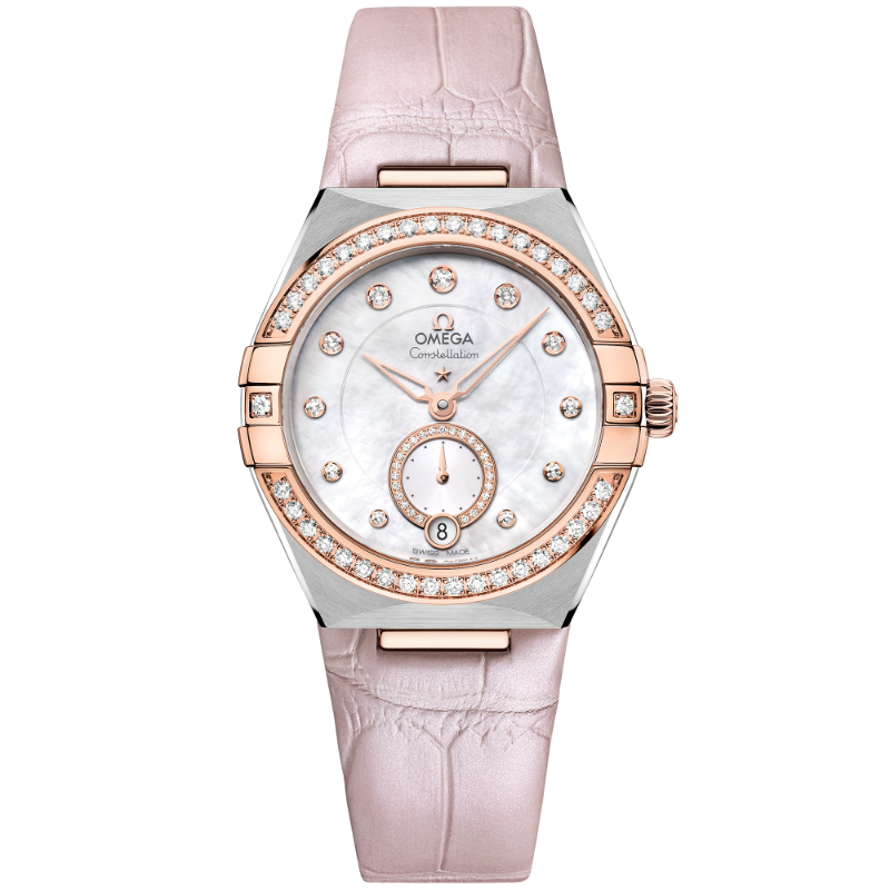 34 mm, Steel - Sedna&trade; Gold On Leather Strap