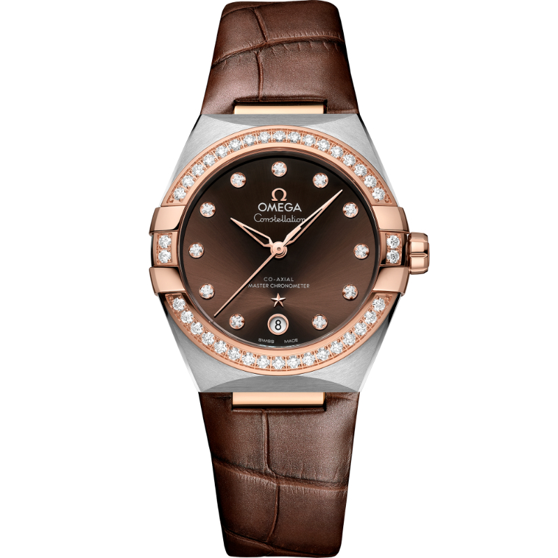 36 mm, Steel - Sedna&trade; Gold On Leather Strap
