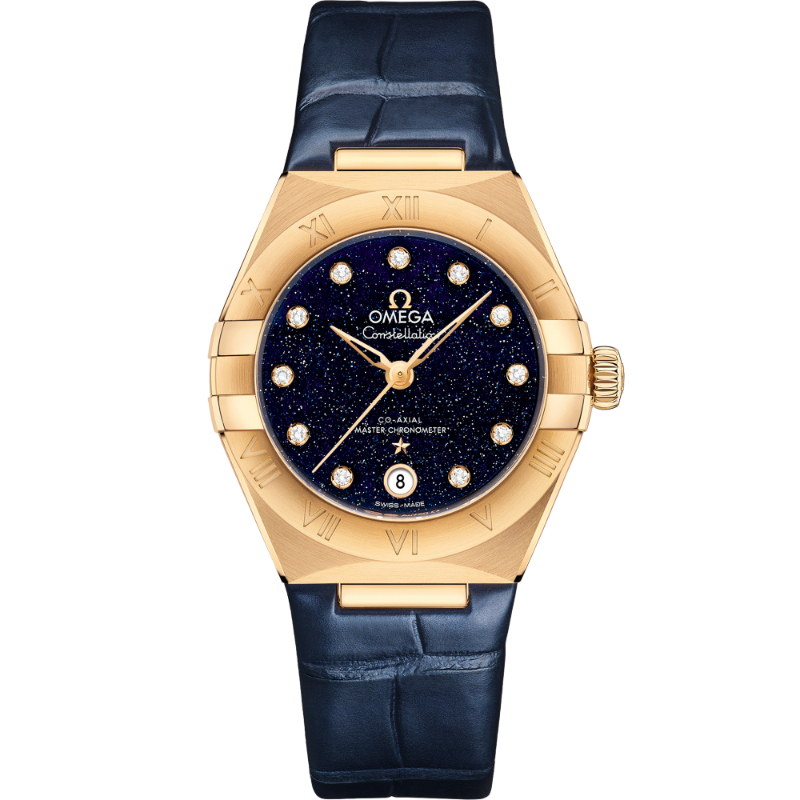 29 mm, Yellow Gold On Leather Strap
